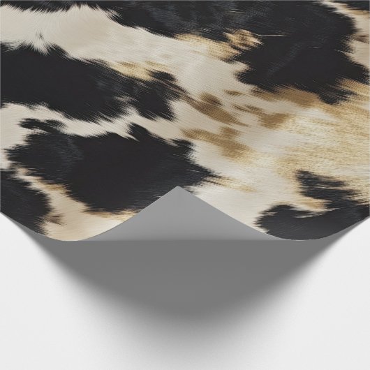 Schwarz-weiß Gold Cowhide Geschenkpapier (Ecke)