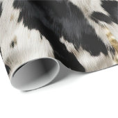 Schwarz-weiß Gold Cowhide Geschenkpapier (Rolleneckpunkt)