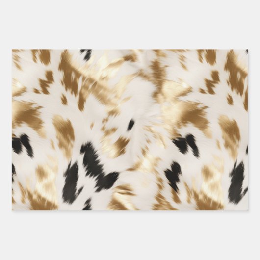 Schwarz-weiß Gold Cowhide Geschenkpapier Set (Vorderseite 3)