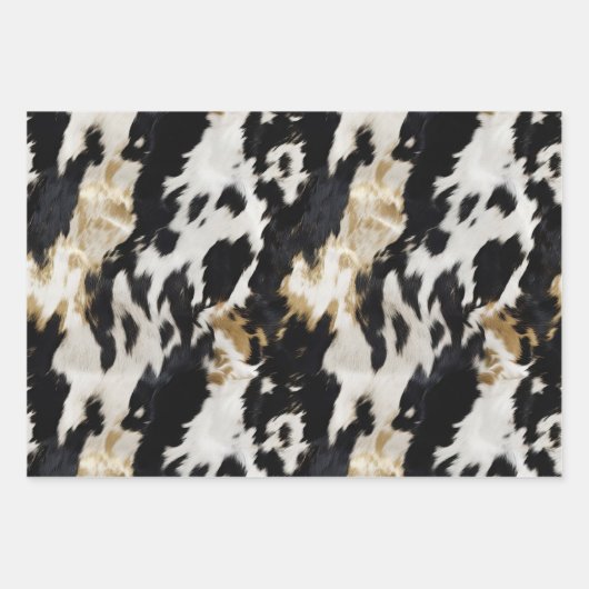 Schwarz-weiß Gold Cowhide Geschenkpapier Set (Vorderseite)