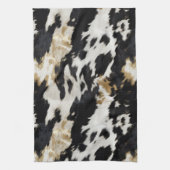 Schwarz-weiß Gold Cowhide Geschirrtuch (Vertikal)