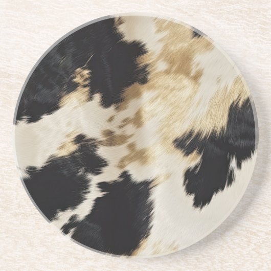 Schwarz-weiß Gold Cowhide Getränkeuntersetzer (Vorne)