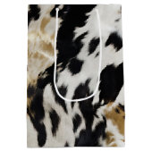 Schwarz-weiß Gold Cowhide Mittlere Geschenktüte (Rückseite)