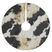 Schwarz-weiß Gold Cowhide Polyester Weihnachtsbaumdecke (Vorderseite)