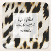 Schwarz-weiß Gold Cowhide Rechteckiger Pappuntersetzer (Vorderseite)