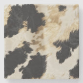 Schwarz-weiß Gold Cowhide Steinuntersetzer (Vorderseite)