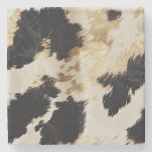 Schwarz-weiß Gold Cowhide Steinuntersetzer (Vorderseite)
