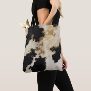 Schwarz-weiß Gold Cowhide Tasche