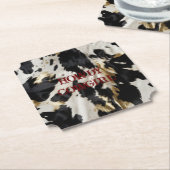 Schwarz-weiß Gold Cowhide Untersetzer (angewinkelt)