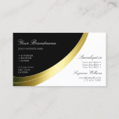 Schwarz-Weiß-Gold-Dekoration mit Monogram-Moderne Visitenkarte (Rückseite)
