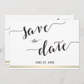 Schwarz-Weiß-Gold-Einladungskarte Save The Date (Vorne/Hinten)