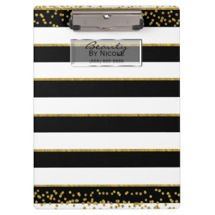Schwarz Weiß Gold Elegant Chic Glam Persönlich Klemmbrett