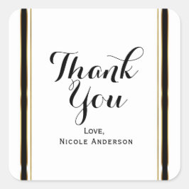 Schwarz-weiß Gold Elegante Couture Gastgeschenk Ho Quadratischer Aufkleber