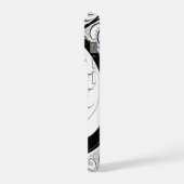 Schwarz Weiß Gold Fraktale Spirale Luxus Kunst iPhone Hülle (Linke Seite)