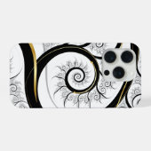 Schwarz Weiß Gold Fraktale Spirale Luxus Kunst iPhone Hülle (Rückseite (Horizontal))