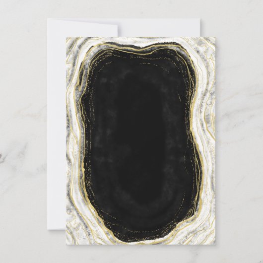 Schwarz-weiß & Gold Geode Agate Marble Wedding Einladung (Rückseite)