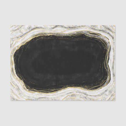 Schwarz-weiß & Gold Geode Agate Marble Wedding Seidenpapier (Vorderseite)