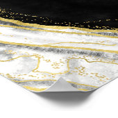 Schwarz-weiß & Gold Geode Agate Open Bar Table Sig Poster (Ecke)