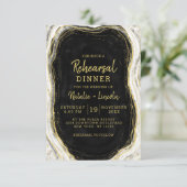 Schwarz-weiß & Gold Geode Agate Probe Dinner Einladung (Stehend Vorderseite)