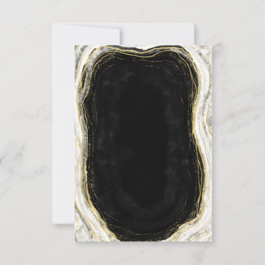 Schwarz-weiß & Gold Geode Agate Slice Marmor Moder Save The Date (Rückseite)