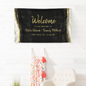 Schwarz-weiß & Gold Geode Agate Wedding Willkommen Banner (Insitu)