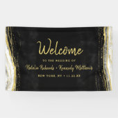 Schwarz-weiß & Gold Geode Agate Wedding Willkommen Banner (Horizontal)