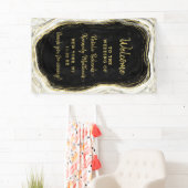 Schwarz-weiß & Gold Geode Agate Wedding Willkommen Banner (Insitu)