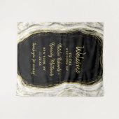 Schwarz-weiß & Gold Geode Agate Wedding Willkommen Wandteppich (Vorderseite (Horizontal))