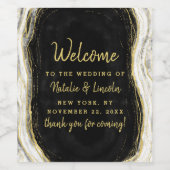 Schwarz-weiß & Gold Geode Agate Wedding Willkommen Weinetikett (Einzelnes Label)