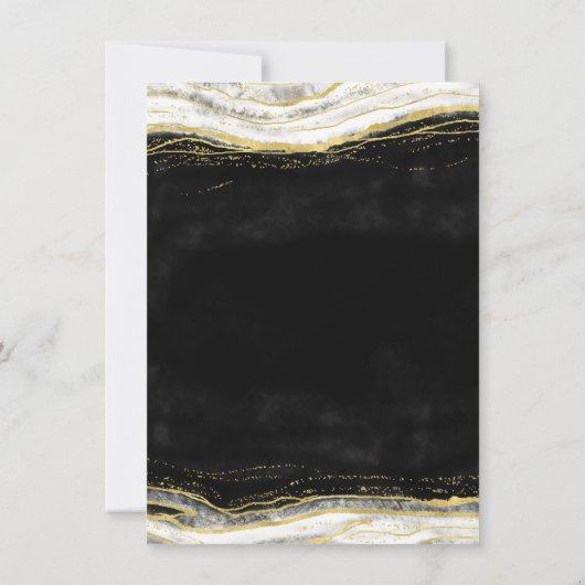 Schwarz-weiß & Gold Geode Coupels Polterabend Einladung (Rückseite)