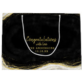 Schwarz-weiß & Gold Geode Herzlichen Glückwunsch H Große Geschenktüte (Rückseite)