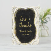 Schwarz-weiß & Gold Geode Wedding Liebe und vielen Dankeskarte (Stehend Vorderseite)