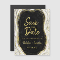 Schwarz-weiß & Gold Geode Wedding Save the Date