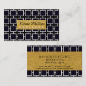 Schwarz-weiß- & Gold Geometric-Chic-Visitenkarte Visitenkarte (Vorne/Hinten)