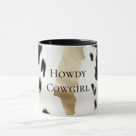 Schwarz-weiß Gold Glam Cowhide Südwest Tasse (Zentrum)