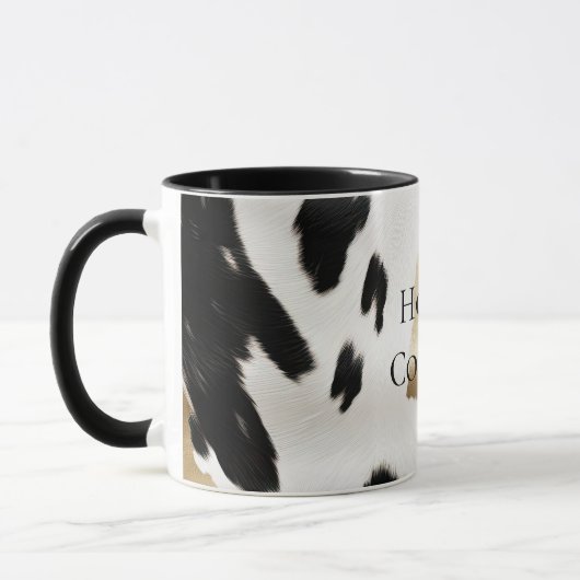 Schwarz-weiß Gold Glam Cowhide Südwest Tasse (Links)
