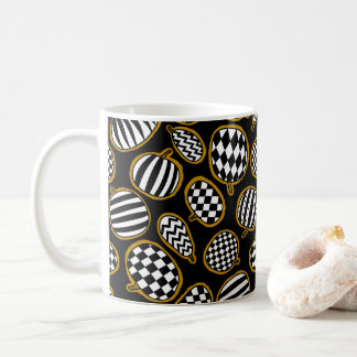 Schwarz-Weiß-Gold-Kürbismuster Kaffeetasse
