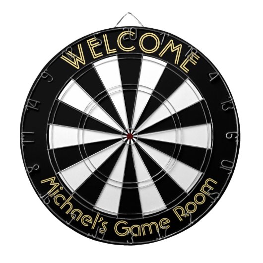Schwarz-weiß Gold Man Cave Pub Spielabend Dorm Roo Dartscheibe (vorne)