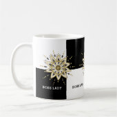 Schwarz-weiß & Gold Mandala Boss Lady Design Kaffeetasse (Links)