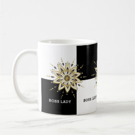 Schwarz-weiß & Gold Mandala Boss Lady Design Kaffeetasse