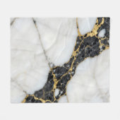 Schwarz Weiß Gold Marmor Luxus Fleecedecke (Vorderseite (Horizontal))