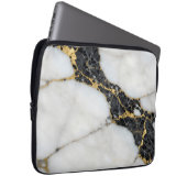 Schwarz Weiß Gold Marmor Luxus Laptopschutzhülle (Vorne Rechts)
