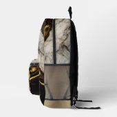 Schwarz-Weiß-Gold-Marmor Moderner Stein Bedruckter Rucksack (Rechts)