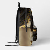 Schwarz-Weiß-Gold-Marmor Moderner Stein Bedruckter Rucksack (Links)