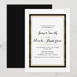 Schwarz-weiß & Gold Minimal Chic Elegante Hochzeit Einladung
