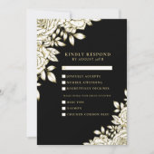 Schwarz-weiß Gold Minimal Moderne Chic Floral UAWG Einladung (Vorderseite)