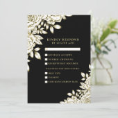 Schwarz-weiß Gold Minimal Moderne Chic Floral UAWG Einladung (Stehend Vorderseite)
