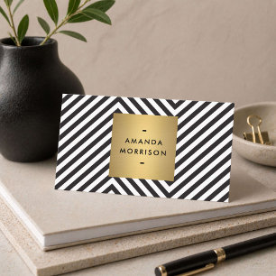 Schwarz Weiß Gold Modern Kreativ Visitenkarte