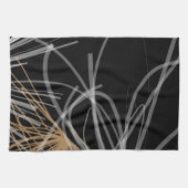 Schwarz-weiß & Gold Moderne Abstrakte Ribbons Geschirrtuch (Horizontal)