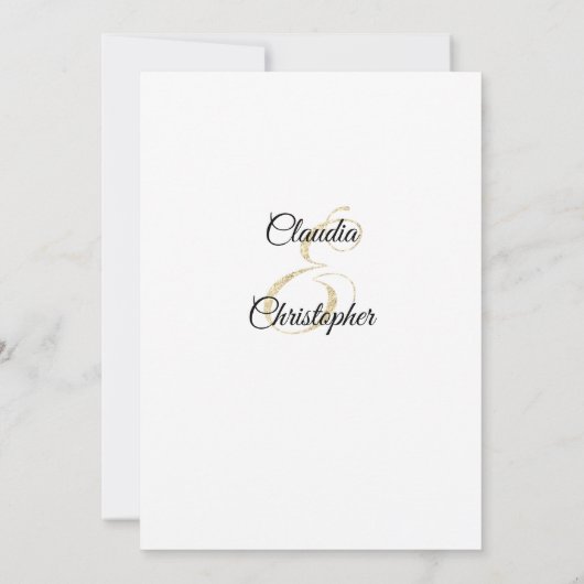 Schwarz-weiß & Gold Moderne Elegante Hochzeit Einladung (Rückseite)